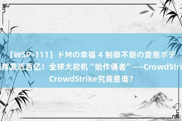 【WSP-111】ドMの幸福 4 制御不能の変態ボディ4時間 市值挥发近百亿！全球大宕机“始作俑者”——CrowdStrike究竟是谁？