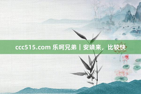 ccc515.com 乐呵兄弟｜安靖来，比较快