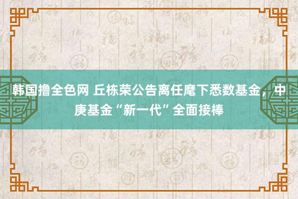 韩国撸全色网 丘栋荣公告离任麾下悉数基金，中庚基金“新一代”全面接棒