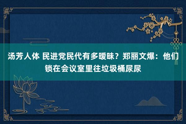 汤芳人体 民进党民代有多暧昧？郑丽文爆：他们锁在会议室里往垃圾桶尿尿