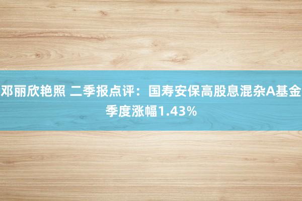 邓丽欣艳照 二季报点评：国寿安保高股息混杂A基金季度涨幅1.43%