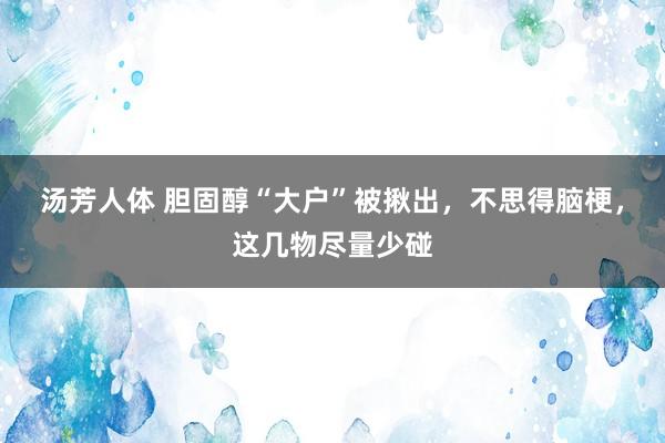 汤芳人体 胆固醇“大户”被揪出，不思得脑梗，这几物尽量少碰