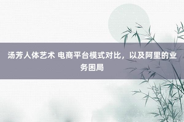 汤芳人体艺术 电商平台模式对比，以及阿里的业务困局