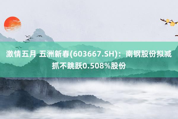 激情五月 五洲新春(603667.SH)：南钢股份拟减抓不跳跃0.508%股份