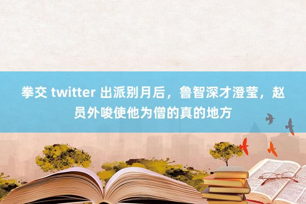 拳交 twitter 出派别月后，鲁智深才澄莹，赵员外唆使他为僧的真的地方