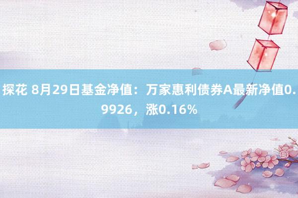 探花 8月29日基金净值：万家惠利债券A最新净值0.9926，涨0.16%