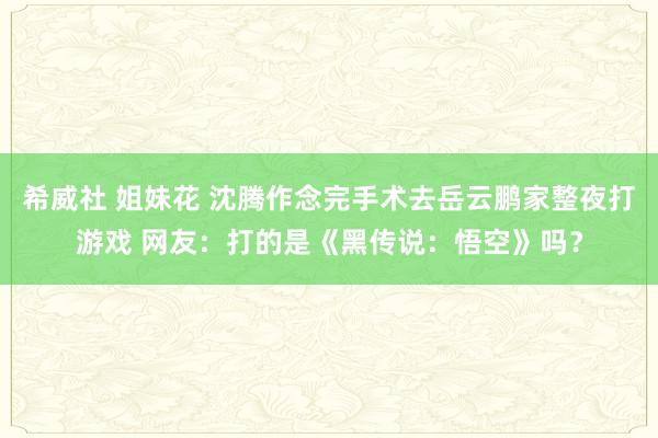 希威社 姐妹花 沈腾作念完手术去岳云鹏家整夜打游戏 网友：打的是《黑传说：悟空》吗？