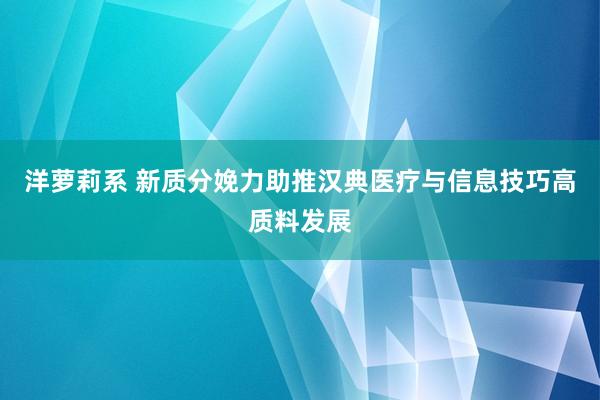 洋萝莉系 新质分娩力助推汉典医疗与信息技巧高质料发展