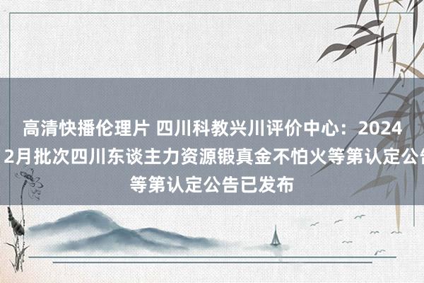 高清快播伦理片 四川科教兴川评价中心：2024年11、12月批次四川东谈主力资源锻真金不怕火等第认定公告已发布