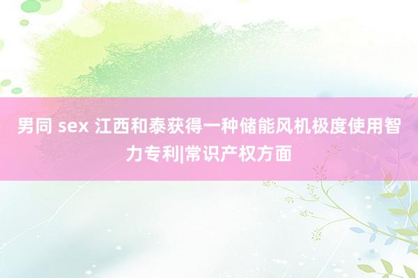 男同 sex 江西和泰获得一种储能风机极度使用智力专利|常识产权方面