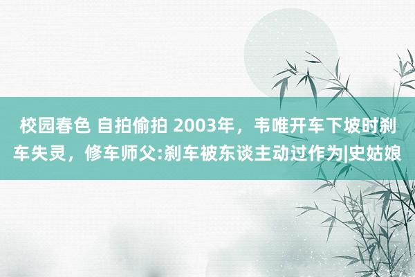 校园春色 自拍偷拍 2003年，韦唯开车下坡时刹车失灵，修车师父:刹车被东谈主动过作为|史姑娘